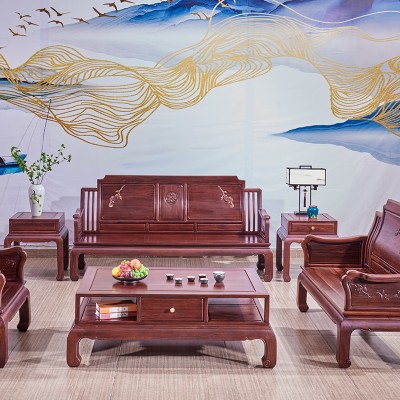 多子多福沙发六件套 红酸枝客厅家具
